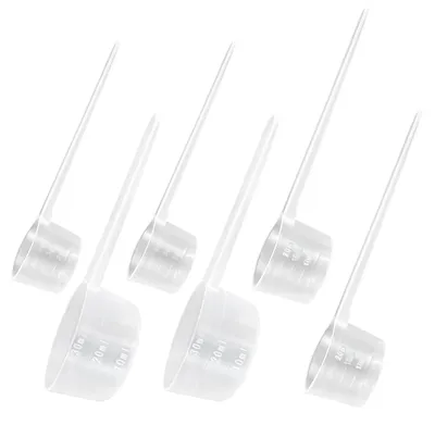 6er Set Dosierlöffel transparent, 5/10/15 g, Kunststoff
