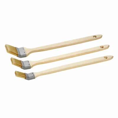Produktbild von Eckenpinsel Set 3 teilig Heizkörperpinsel Pinselset mit 25 mm 35 mm 50 mm Breite für schwer zugängliche Stellen mit langem Holzgriff