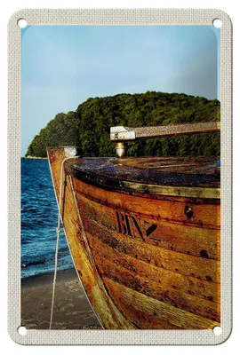 Produktbild von Blechschild Reise 12x18cm Binz Strand Meer Gebirge Wälder Boot Schild