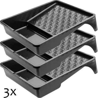 Produktbild von KADAX Farbwanne "Frok", große Farbschale aus Kunststoff, Malerbedarf, Schwarz, 25 cm, 3 Stück