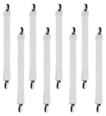 Zdjęcie produktu dla Elastyczne gumki do mocowania prześcieradeł, regulowane, 60-200 cm, białe, 8 sztuk