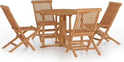 Produktbild von vidaXL 5-tlg. Garten-Essgruppe Klappbar Massivholz Teak