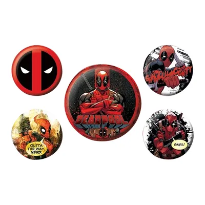 Image de Deadpool - Lot de 5 badges - Plastique PM183 (taille unique) (Rouge/Noir)