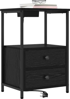 Immagine prodotto di vidaXL Comodino nero effetto rovere 40 x 31 x 60 cm in materiale composito
