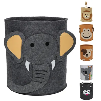 Produktbild von ByLara Spielzeugkorb Kinder - Aufbewahrungskorb Kinderzimmer - Wäschekorb Kinderzimmer - Spielzeugtruhe - Elefant