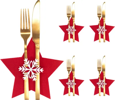 Produktbild von Tutumi Weihnachtsbesteckkasten 4 Stück roter Stern 311378A