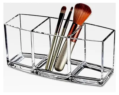 Produktbild von Kosmetik Organizer aus transparentem Acryl mit 3 Fächern für Make-up Aufbewahrung
