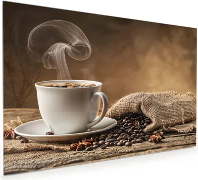 Produktbild von Küchenrückwand Spritzschutz Glas mit Motiv Kaffeegenuss 40 x 40 cm