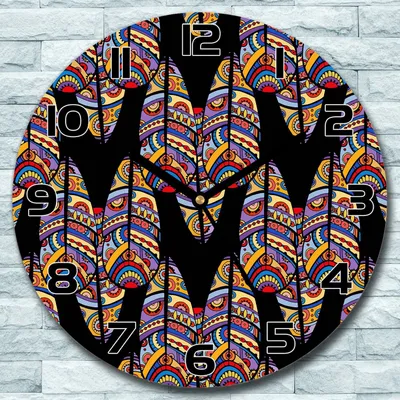 Produktbild von Wanduhr aus Glas Rund fi 30 kunst Bunt Lila Gelb Quarz Deko Schlafzimmer Büro