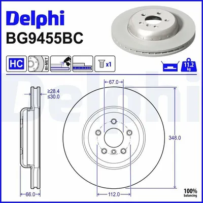Produktbild von DELPHI Bremsscheibe für BMW 3 Touring (G21) 348mm BG9455BC