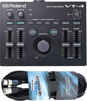 Produktbild von Roland Aira VT-4 Voice Transformer mit XLR Kabel