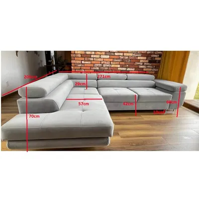 Produktbild von Ecksofa Fidel mit Schlaffunktion – Sofa mit Bettkasten Eckcouch, L-Form, Links Ottomane, in Dunkelgrau