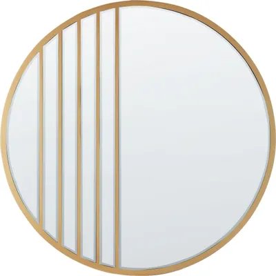 Zdjęcie produktu dla BELIANI Lustro ścienne złote płyta MDF 80 x 80 cm okrągły kształt malowane z haczykami styl nowoczesny