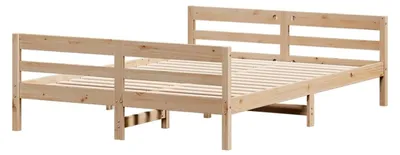 Produktbild von Massivholzbett mit Kopfteil, Bettgestell mit Lattenrost, Doppelbett 140x200cm aus Kiefernholz