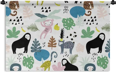 Produktbild von MuchoWow® Wandteppich Wandbehang Tiere - Pflanzen - Dschungel 60x40 cm Tapisserie Dekoration Wandtuch - Wanddekorationen