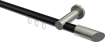 Produktbild von Interdeco Innenlaufstange / Gardinenstange mit Innenlauf Schwarz / Edelstahl-Optik, Typ Platon Verano (Schräge Bicolor), 20 mm Ø 1-läufig, 540 cm