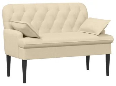 Immagine prodotto di Divano a due posti con cuciture a bottone, colore crema, 111 x 68 x 80 cm, rivestito in tessuto
