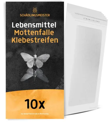 Produktbild von Lebensmittelmottenfalle Pheromonfalle Klebefalle - 10 Stück - Giftfrei - Mit Datumsfeld - Für Küche und Vorratsraum