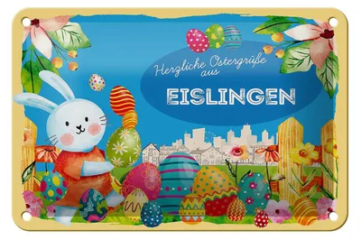 Produktbild von Blechschild Ostern Ostergrüße 18x12cm EISLINGEN Geschenk Deko