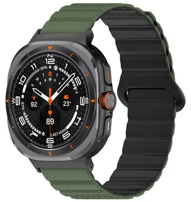 Image de Bracelet magnétique en silicone à motifs à pois pour Samsung Galaxy Watch Ultra 47 mm, vert foncé / noir