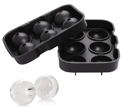 Silikon-Eiswürfelform, 6 Kugeln, für Getränke, zufällige Farbe