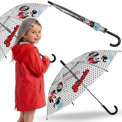 Produktbild von DISNEY Minnie Mouse Kinderregenschirm FÜR MÄDCHEN, transparenter FALTBARER AUTOMATISCHER Regenschirm