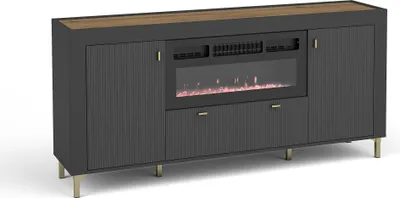 Produktbild von Kommode Mossa Mo7 Mit Elektrischem Kamin Sideboard 177X84X40Cm 2 Türen 1 Schublade Schwarz