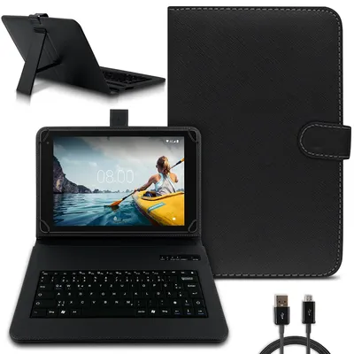 Produktbild von Tastatur Tasche für Medion Lifetab P10752 Bluetooth Hülle Keyboard Cover QWERTZFarben:Schwarz