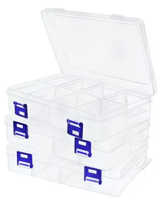Immagine prodotto di Omgoods - Set di 3 scatole trasparenti per l'organizzazione - Con scomparti, 20 x 13,2 cm