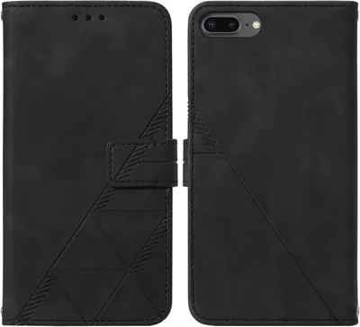 Image de Etui en cuir pour iPhone 8 Plus/ 7 Plus/ 6s Plus/ 6 Plus étui design avec embossage, porte-cartes et support noir