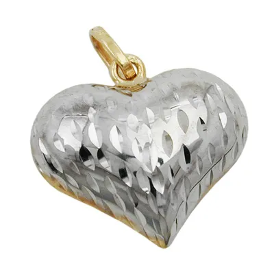 Produktbild von Anhänger 14x16x6mm Herz bicolor diamantiert 9Kt GOLD gold 14x16mm