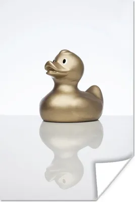 Produktbild von MuchoWow® Poster Gummi-Ente - Gold - Weiß 20x30 cm - Papierdruck