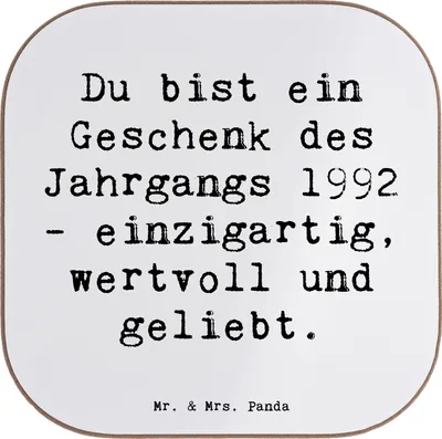 Produktbild von Mr. & Mrs. Panda Untersetzer für Gläser Spruch 1992 Geburtstag Geschenk - Weiß - Coaster, Jubiläum, Jahrgang, Holzuntersetzer, Geburtstagsgeschenk, Happy Birthday, Glas