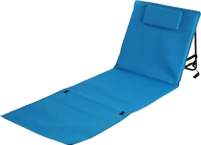 Produktbild von Klappbare Strandmatte mit Rückenlehne und Kopfpolster - robuste Strandliege faltbar Sonnenliege in vers. Farben Strand Liege mit Tragetasche, Farbe:blau