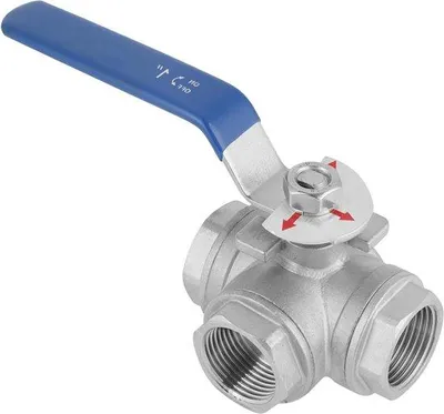 Produktbild von Famanu Kugelhahn 3-Wege - Edelstahl - Innengewinde - Wasser, Öl, Gas