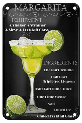 Produktbild von Blechschild Alkohol 12x18cm Margarita Equipment ingredients