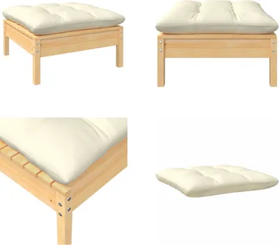 Produktbild von vidaXL Outdoor Fußhocker mit Kissen Massivholz Kiefer - Fußhocker - Fußbank - Fußbänke - Fußstütze