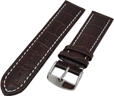 Produktbild von Uhrenarmband 24mm Kalbleder braun + weisser Naht