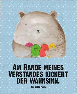 Produktbild von Mr. & Mrs. Panda Schlummerdecke Bär Gefühl - Blau Pastell - Geschenk, Babybettdecke, Durchgedreht, Verrückt, Erstlingsdecke, Babydecke, Plaid, Wahnsinn, Fleecedecke