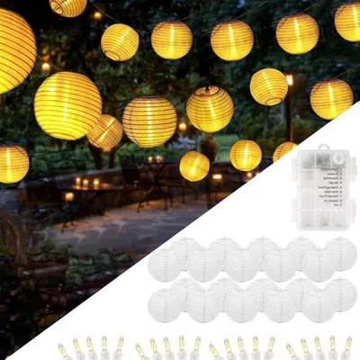 Image de Guirlande lumineuse pour balcon, 20 ampoules LED blanc chaud, 6 m - Éclairage d'intérieur et d'extérieur - Résistante aux intempéries - Décoration de balcon - Sans piles