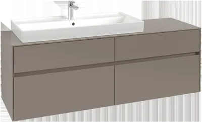 Produktbild von Villeroy & Boch Collaro Waschbeckenunterschrank, 4 Auszüge, Waschbecken links, Wandmontage, mit integrierter Beleuchtung, 1600x548x500mm, C029B0VL