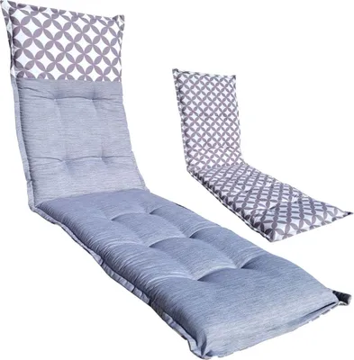 Obrázek produktu pro Oboustranná matrace 190x55x5 cm na zahradní lehátko 2864105 - měkká pohodlná zahradní matrace, šedá