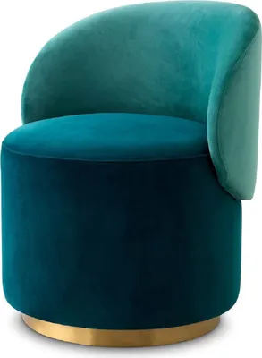 Produktbild von Casa Padrino Luxus Samt Esszimmer Stuhl Grün / Türkis / Messing 60 x 55 x H. 73,5 cm - Drehstuhl mit edlem Samtsoff - Esszimmer Möbel - Luxus Möbel - Luxus Qualität