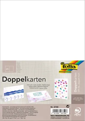 Zdjęcie produktu dla Folia 8759 Briefkarte - A6 hoch, 190 g/qm, weiß, doppelt, 25 Stück