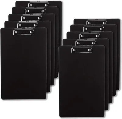 Produktbild von Famanu A4 Kunststoff Klembord Set - 10 Stück, schwarz, mit Metallklemmen und Aufhängeschlaufe