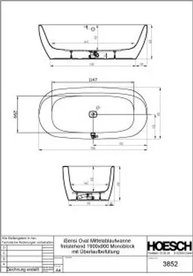 Produktbild von Hoesch 3894.112 BW iSensi Oval 1900x900 Monolith