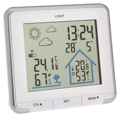 Productafbeelding van Draadloos weerstation met buitensensor, temperatuur en luchtvochtigheid, kleurendisplay
