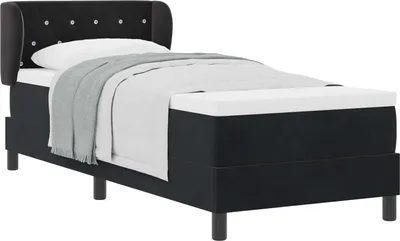 Zdjęcie produktu dla Łóżko sprężynowe Z zagłówkiem Czarny 80 x 200 cm Aksamit