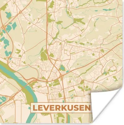 Produktbild von MuchoWow® Poster Jahrgang - Karte - Leverkusen - Stadtplan 75x75 cm - Wand Dekoration