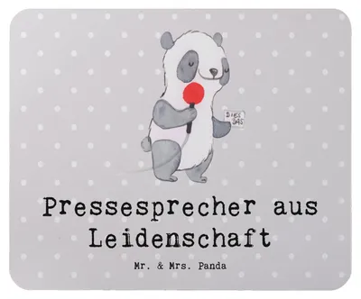 Produktbild von Mr. & Mrs. Panda Mousepad Pressesprecher Leidenschaft - Grau Pastell - Geschenk, pc mauspad, mausteppich, Mouse Pad, mousematte